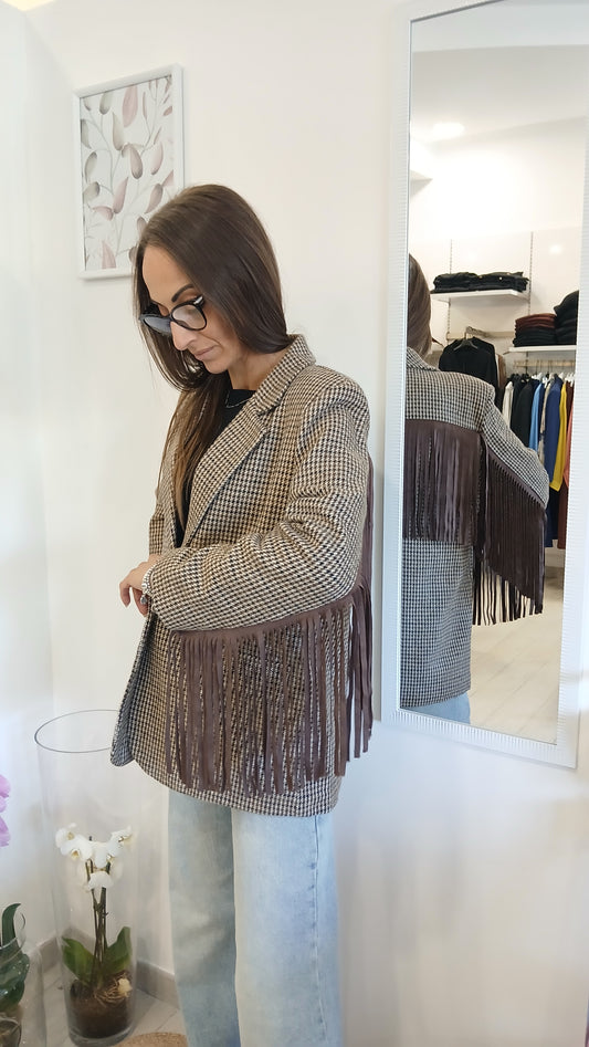 Giacca Quadri e frange VicBee