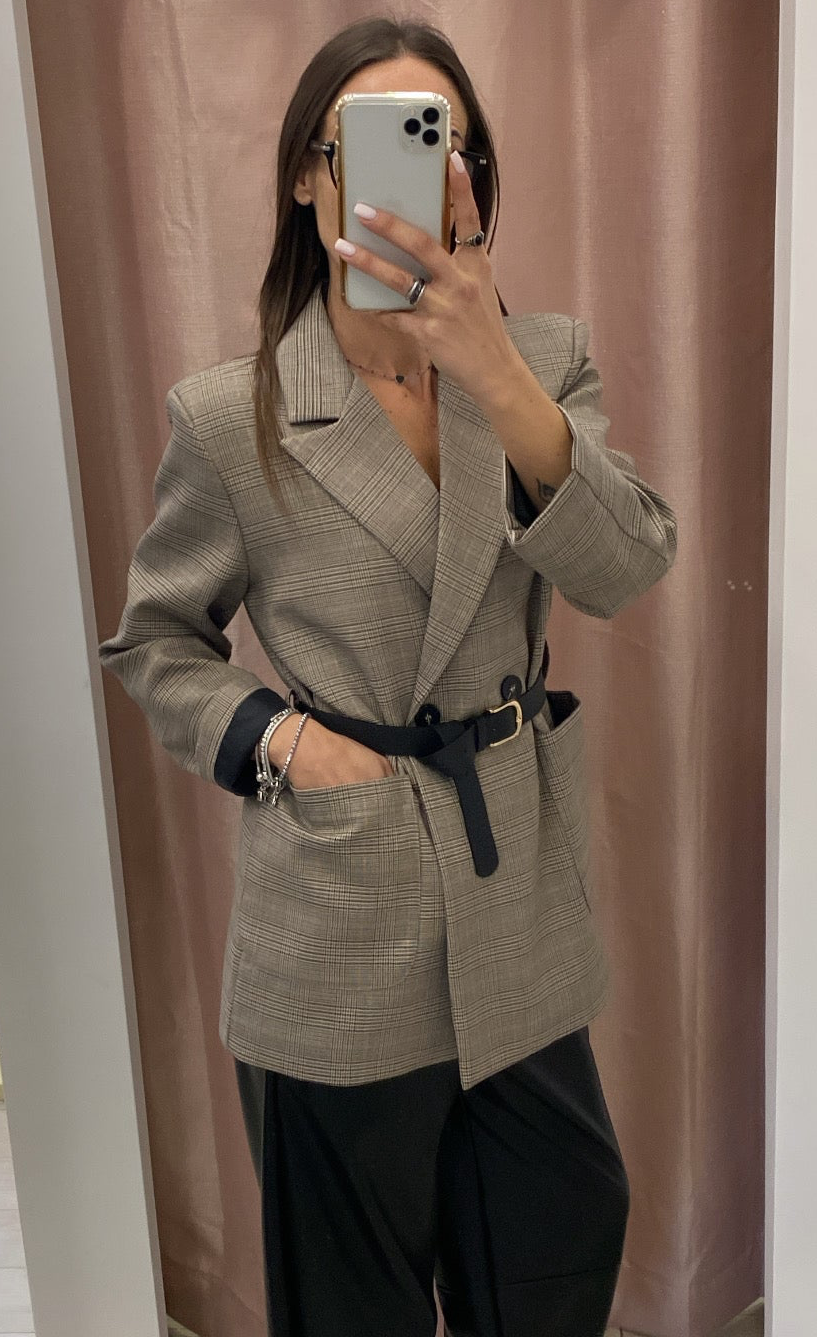 Giacca con cintura Principe di Galles