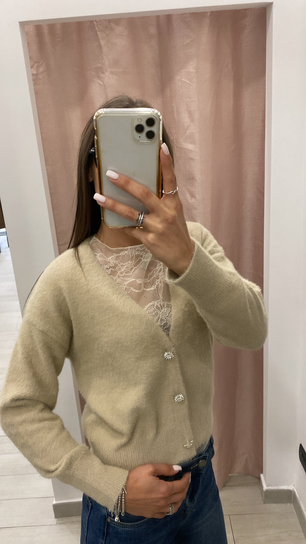 Cardigan Bottone Gioiello