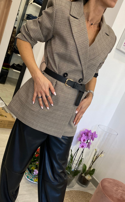 Giacca con cintura Principe di Galles