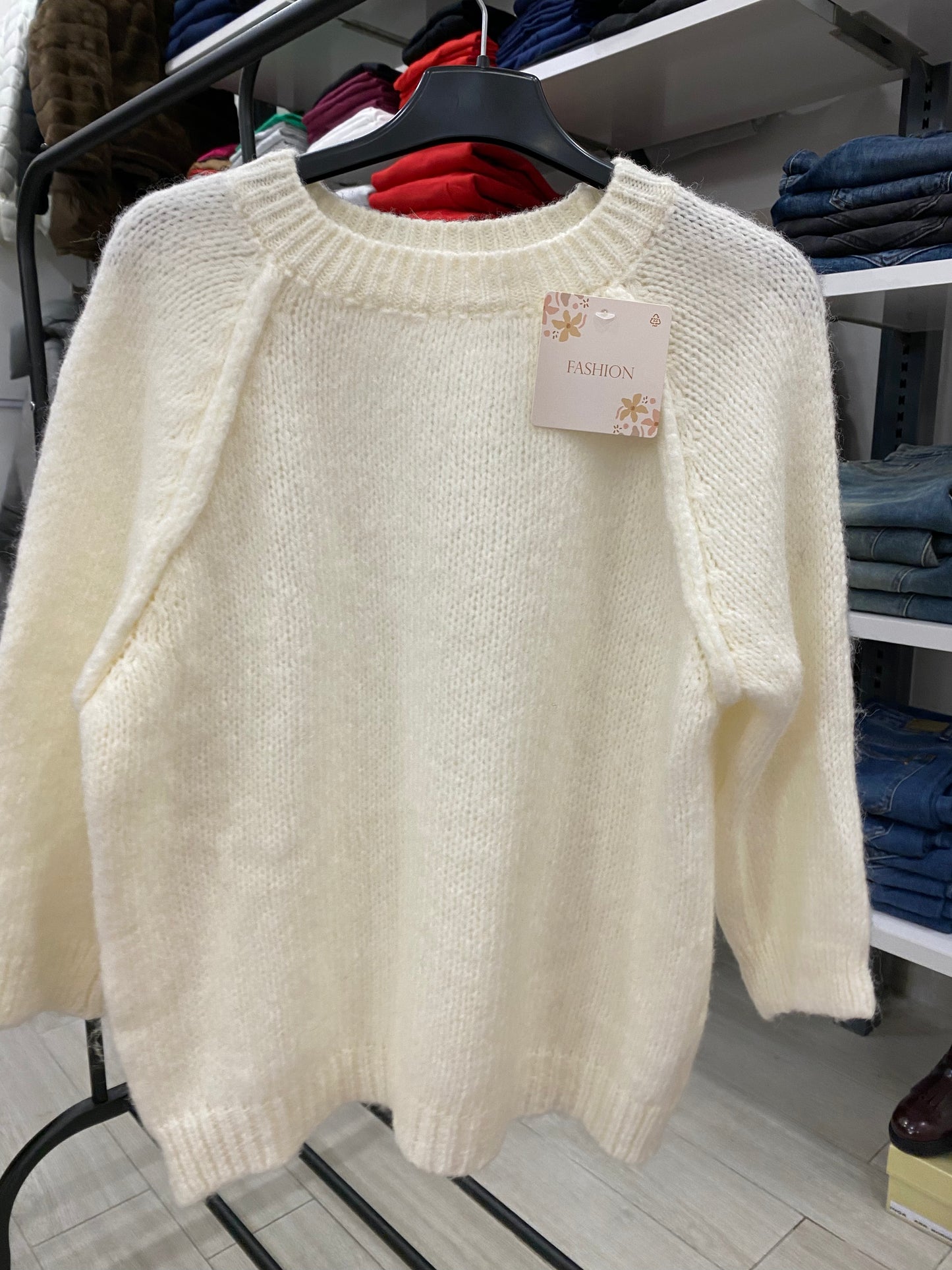 Maglione mohair panna