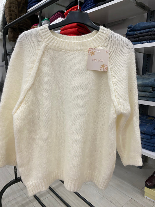 Maglione mohair panna